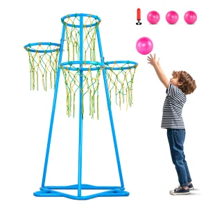4-Hoop Basketball Stand with Adjustable Heights